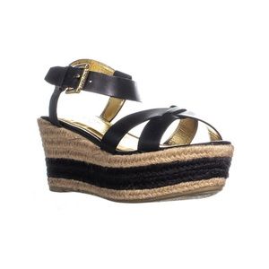 NEW❗️Lauren Ralph Lauren - Roberta Espadrilles Sandals - Black Wedge size 9 1/2